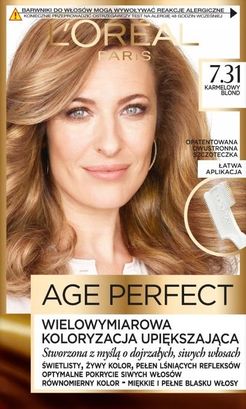 L'Oréal - Age Perfect Wielowymiarowa Koloryzacja Upiększająca Do Włosów Siwych I Dojrzałych 7.31 Karmelowy Blond - zdjęcie 2