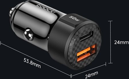 Ładowarka samochodowa Toocki Usb Usb-c 75W Qc Pd - zdjęcie 2