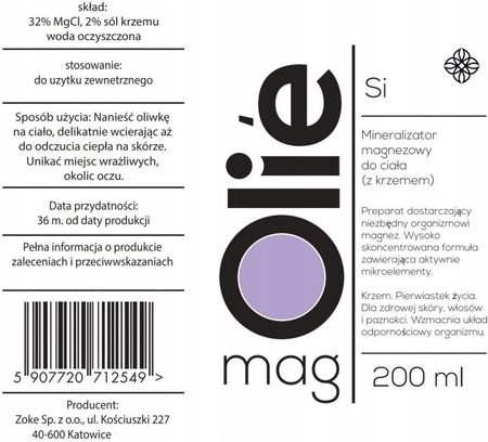 Zoke Olejek Magnezowy Oliwka Spray Z Krzemem 200ml - zdjęcie 2