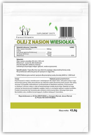 Forest Vitamin Mocny Olej Z Nasion Wiesiołka Gla La 180Kaps - zdjęcie 2