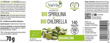 Natvita Bio Spirulina Chlorella 140tabl. - zdjęcie 2