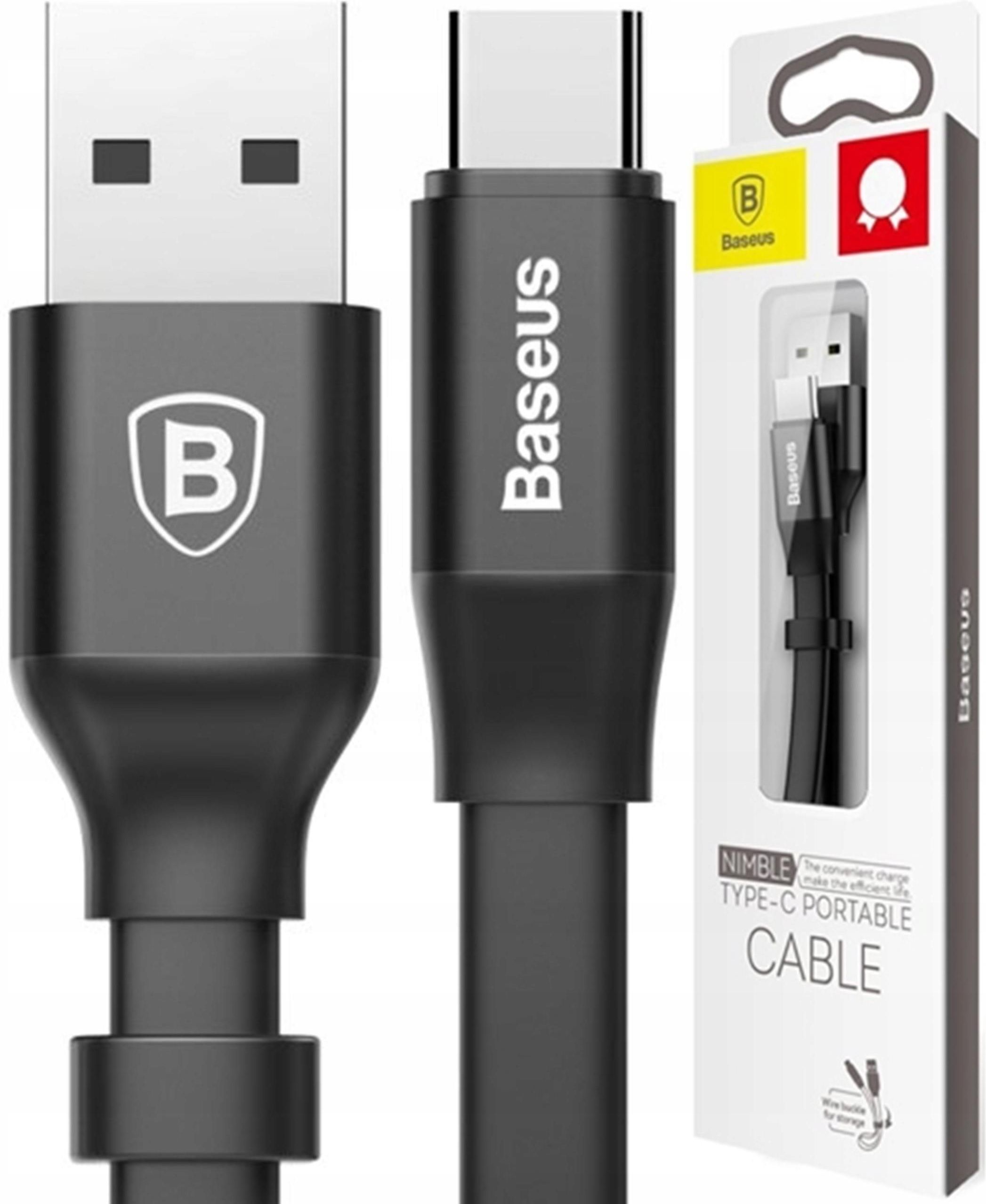 Baseus Krótki Kabel Szybki Płaski Usb Usb C 2A 23Cm Qc Kable Opinie