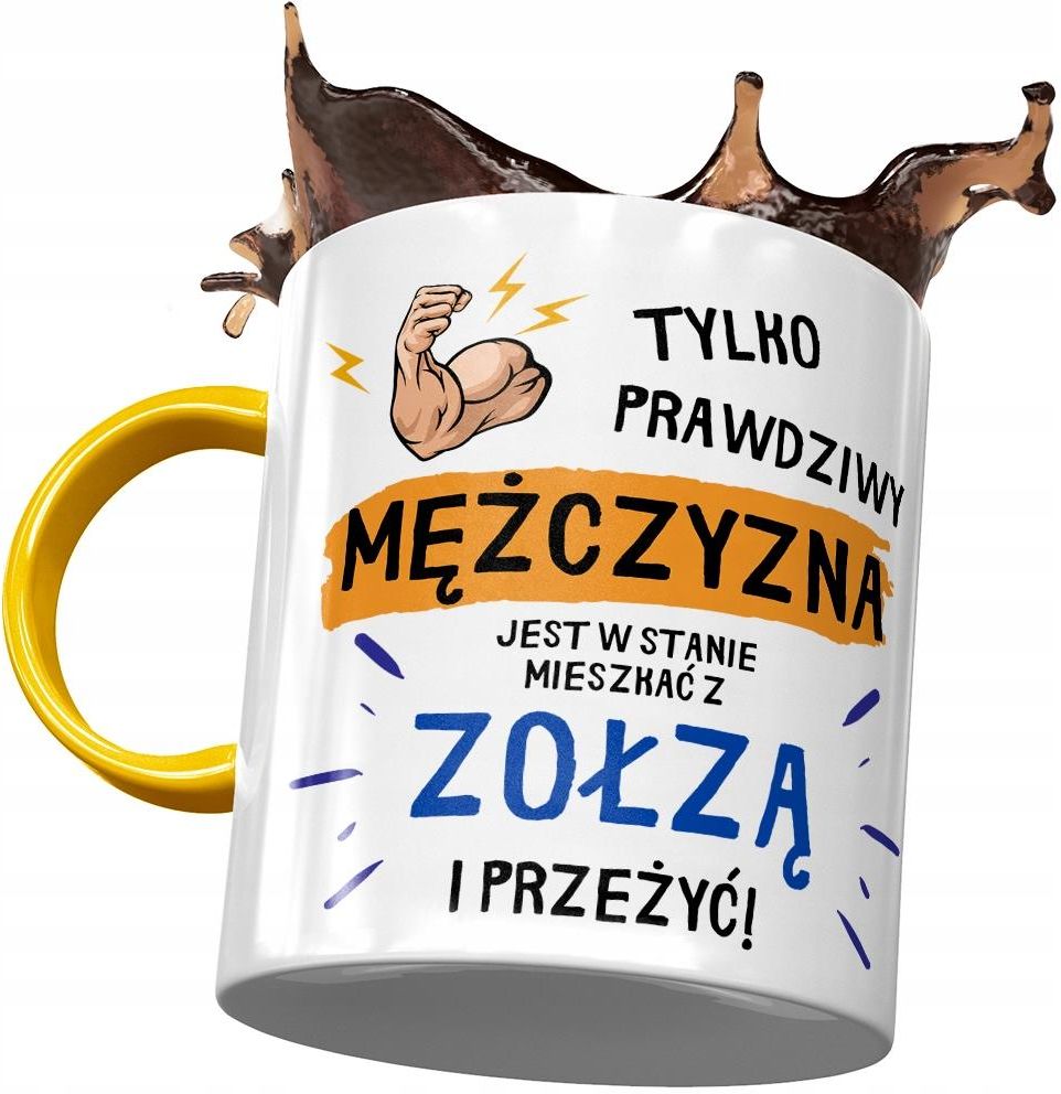 Polidraw Kubek Żółty Śmieszny Zabawny Mieszkać Z Zołzą 1574844656