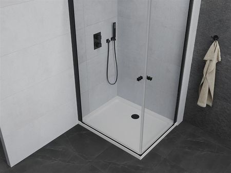 Mexen Pretoria Duo 90x80cm Transparent Czarny + Brodzik Flat 852-090-080-70-02-4010B - zdjęcie 5