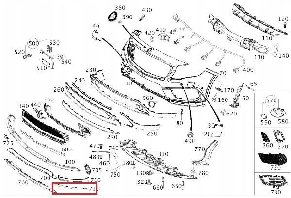 Listwa Na Zderzak Mercedes Benz Oe Mercedes Gla Listwa Chrom Zderzaka