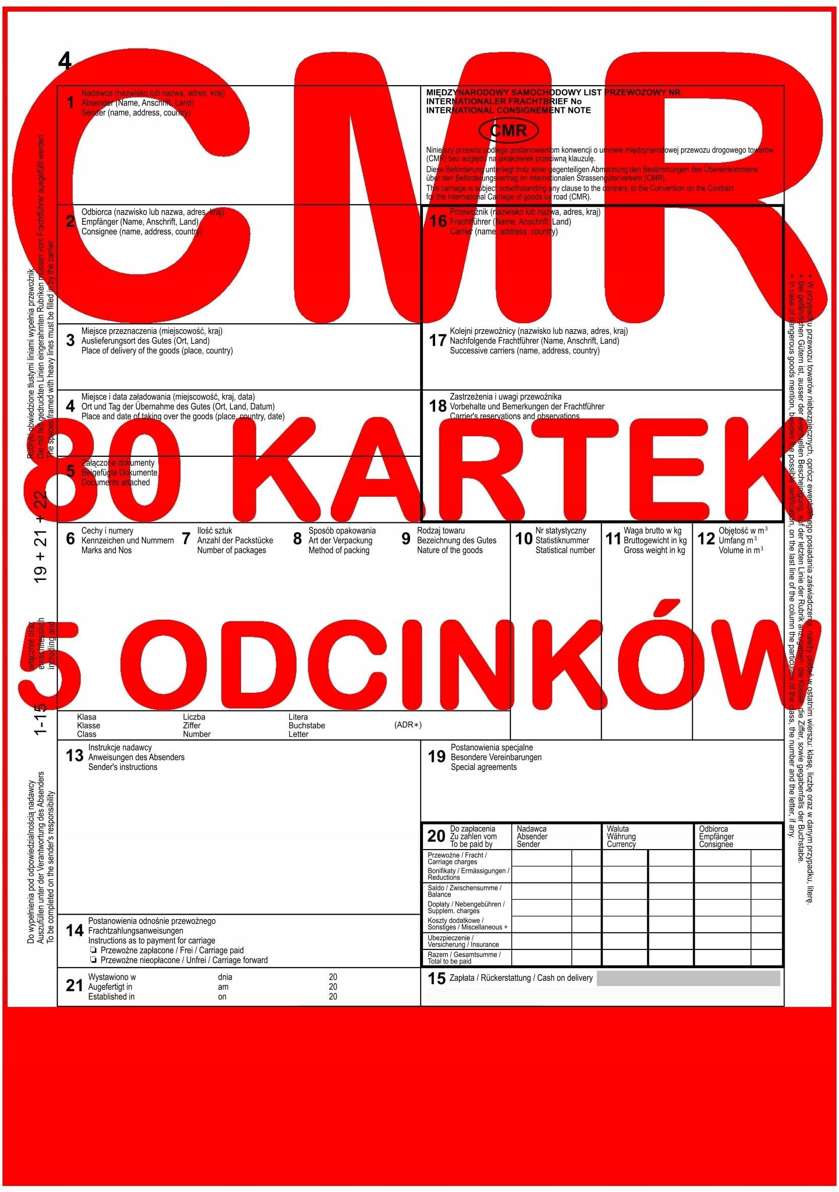 Druk Cmr List Przewozowy Kartek Odc Kpl Ceny I Opinie Ceneo Pl