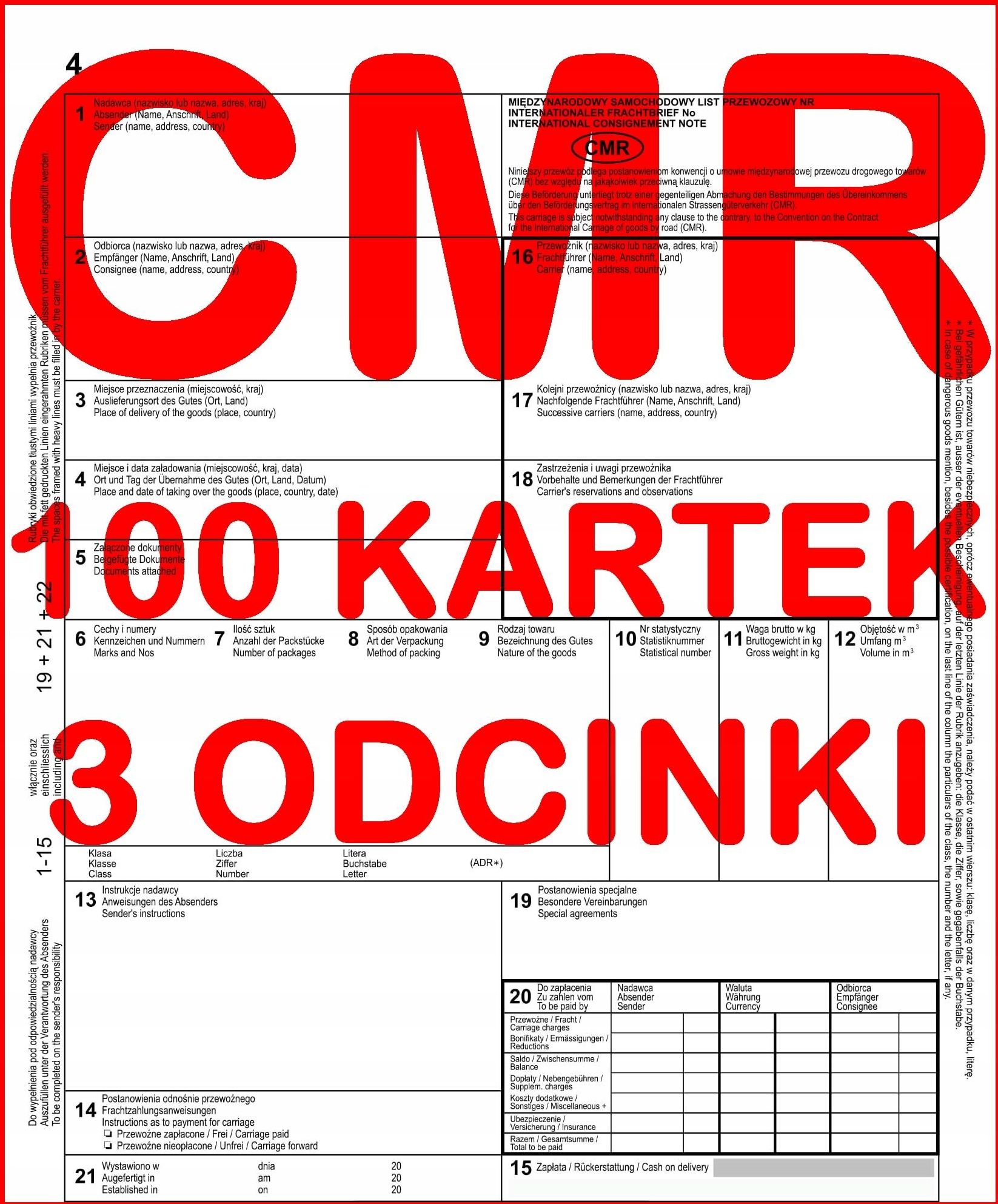 Druk Cmr List Przewozowy Kartek Odc Kpl Ceny I Opinie