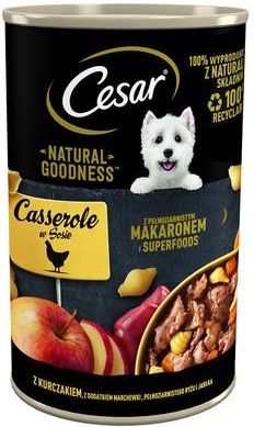 Cesar Puszka W Sosie Z Kurczakiem Z Dodatkiem Marchewki Pełnoziarnistego Makaronu I Jabłka 24X400G - zdjęcie 2