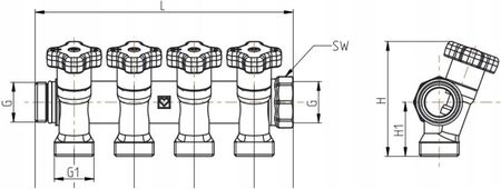 Herz Rozdzielacz 4 Obw. Do C.W.U. T-Less 2853004 - zdjęcie 3