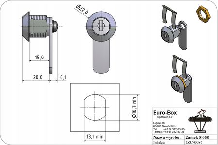 Euro-Box Zamek Do Skrzynki Na Listy Kasetowy Szafkowy - zdjęcie 4