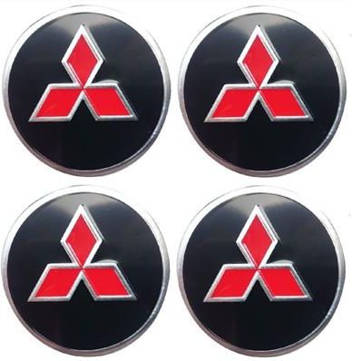 Tuning optyczny NAKLEJKI NA KOŁPAKI EMBLEMAT MITSUBISHI 60mm ALU