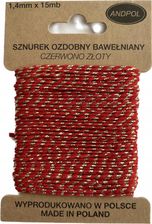 Zdjęcie Sznurek Ozdobny Prezentowy Czerwono Złoty 15Mb - Koźmin Wielkopolski