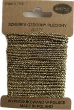 Zdjęcie Sznurek Ozdobny Prezentowy Metaliczny Złoty 7Mb - Witkowo