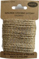 Zdjęcie Sznurek Ozdobny Prezentowy Jutowy Srebrny 15Mb - Witkowo