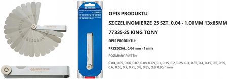 Szczelinomierz King Tony 25 Listków 0 04 1 00Mm - zdjęcie 3