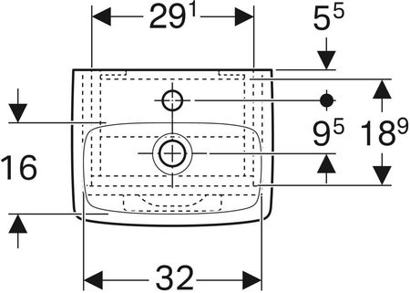 GEBERIT Zestaw SELNOVA SQUARE szafka pod umywalkę , B36cm, H65.2cm, T28cm, z jednymi drzwiami, biały, z umywalką kompaktową, z przelewem, z otworem na - zdjęcie 2