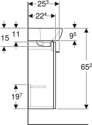 GEBERIT Zestaw SELNOVA SQUARE szafka pod umywalkę , B36cm, H65.2cm, T28cm, z jednymi drzwiami, biały, z umywalką kompaktową, z przelewem, z otworem na - zdjęcie 5