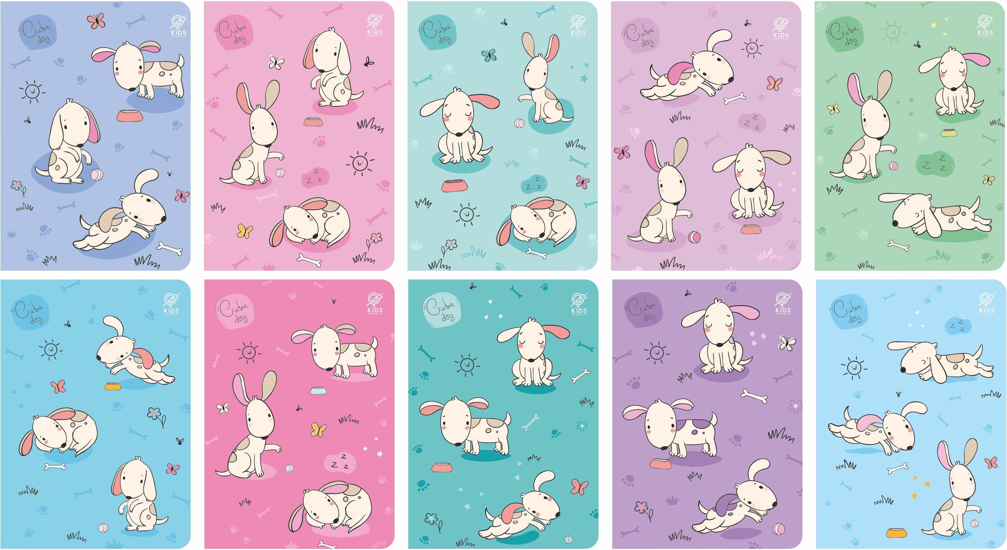 Zdjęcie Zeszyt A5 16K Kratka Cute Dogs Pakiet 10Szt. - Bisztynek