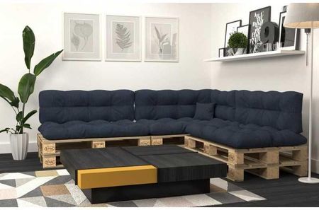 Pokar Zestaw 8 Poduszek Ogrodowych Pikowanych 120X80 + 120X40 Granatowy - zdjęcie 2