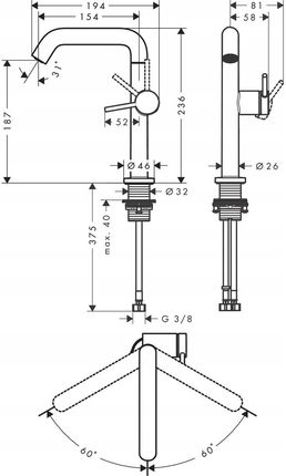 Hansgrohe Tecturis S 210 Finie Coolstart Push-Open Brąz Szczotkowany 73360140 - zdjęcie 3