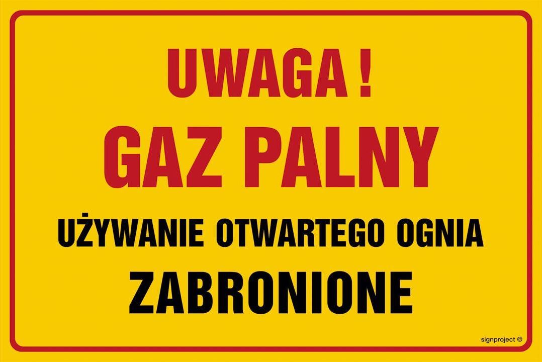 Zdjęcie Jd045 Uwaga! Gaz Palny. Używanie Otwartego Ognia Zabronione, Fn - Folia Samoprzylepna (100X75Mm) - Żarów