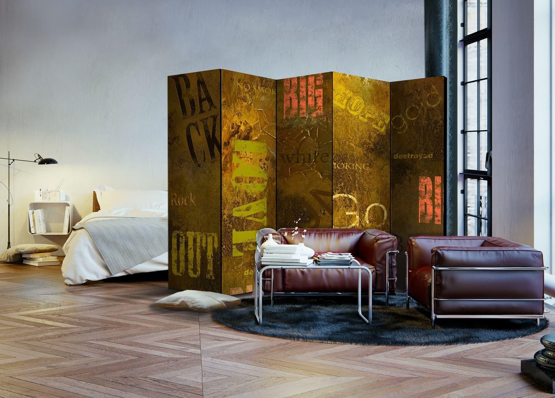 Artgeist Parawan 5 Częściowy Betonowy Epigraf Ii Room Dividers 225X172