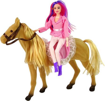 Leantoys Lalka Jeździec Z Brązowym Kucykiem Figurki - zdjęcie 3