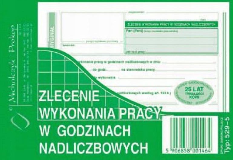 Michalczyk I Prokop Zlecenie Wykonania Pracy W Godzinach Nadliczbowych