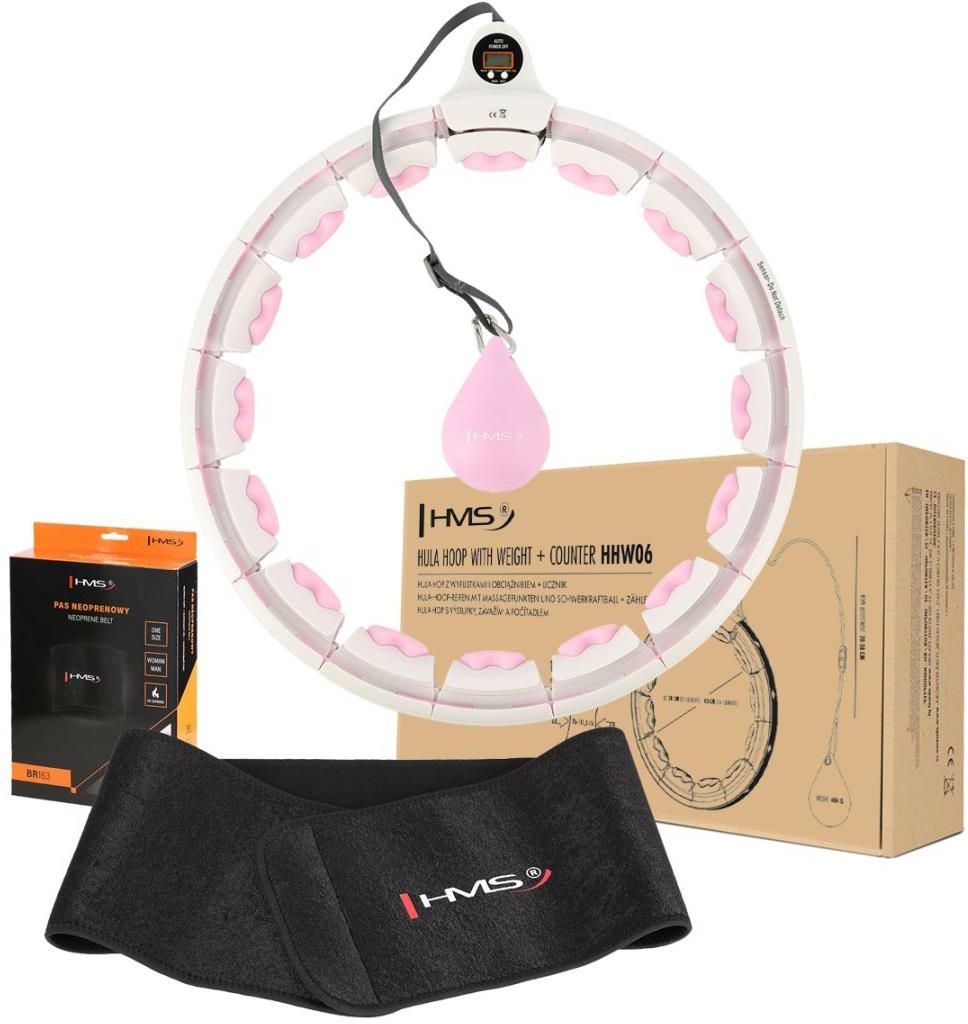 Zdjęcie Hms Zestaw Hula Hop z piłką grawitacyjną i licznikiem HHW06 Pink + Pas wyszczuplający BR163 - Żerków