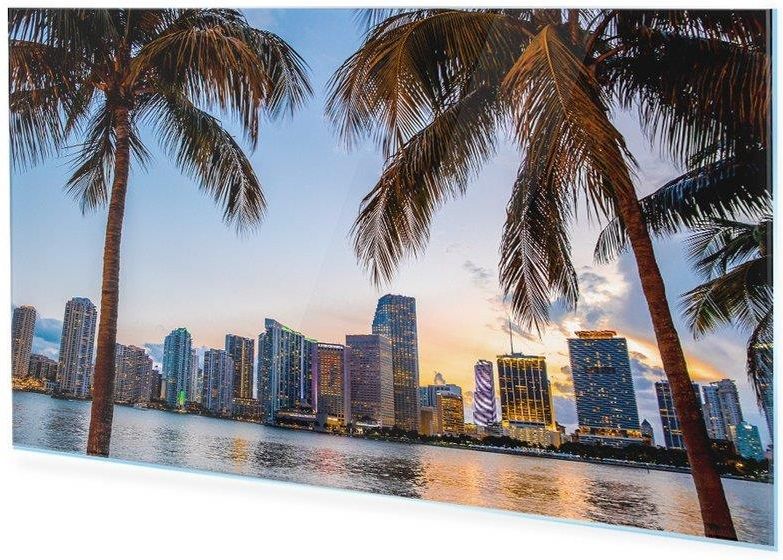 Homeprint Obraz Na Szkle Akrylowym Panorama Miasta Miami Palmy 100X50