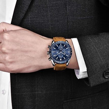 ZEGAREK MĘSKI KLASYCZNY benyar chronograf +pudełko - zdjęcie 2
