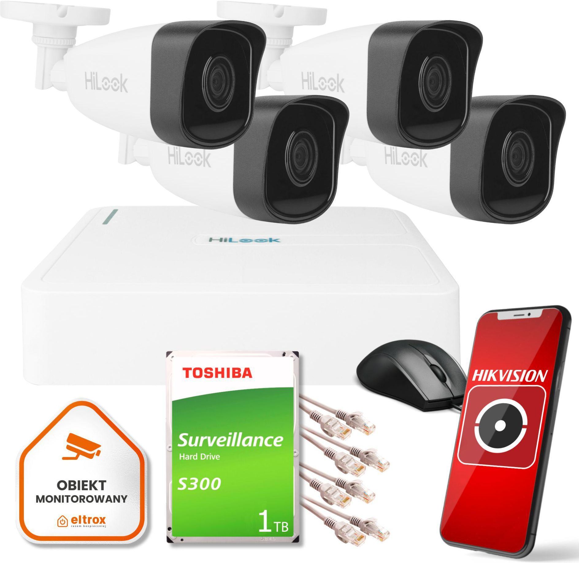 Zestaw Do Monitoringu Zestaw Monitoringu Hilook 4 Kamer IP IPCAM B2 1TB