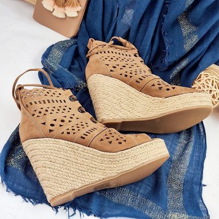 Botki boho na koturnie Beżowy 39 - zdjęcie 2