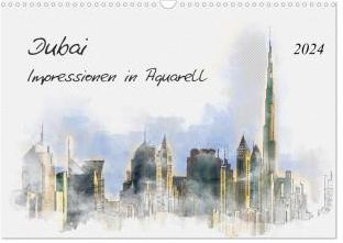 Dubai Impressionen In Aquarell Wandkalender Din A Quer