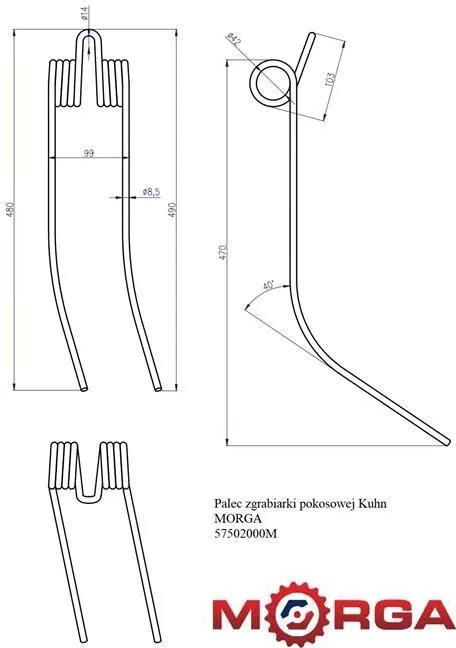 Morga Palec Zgrabiarki Pokosowej Kuhn Malowane Proszkowo