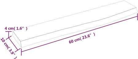vidaXL Półka 60X10X4 Cm Surowe Lite Drewno Dębowe - zdjęcie 2