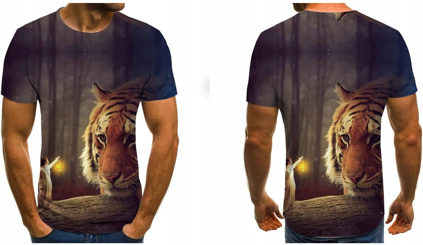 T SHIRT MĘSKI KOSZULKA 3D NADRUK LEW TYGRYS S Ceny i opinie Ceneo pl