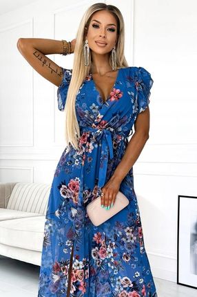Aria sukienka z dekoltem i krótkim rękawkiem blue - zdjęcie 4