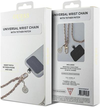 Guess Guouchsamc4P Universal Hand Strap Różowy Saffiano Chain 4G Charm - zdjęcie 4