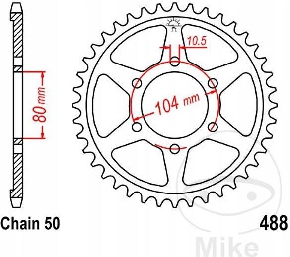 Części motocyklowe Jt Sprockets Zębatka Tylna R488 47 47Z Rozmiar 530 Z