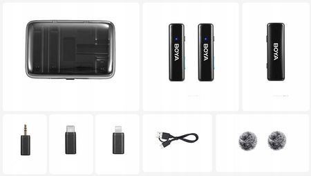 BOYA BOYALINK - 2.4G ALL IN ONE - BEZPRZEWODOWY SYSTEM MIKROFONOWY RX + 2x TX - ANDROID / IOS / APARATY - ETUI ŁADUJĄCE - zdjęcie 2