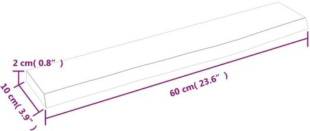 vidaXL Półka Jasnobrązowa 60X10X2 Cm Lakierowane Lite Drewno Dębowe 124295 - zdjęcie 3