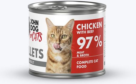 John Dog For Cats Filety Kurczak I Wołowina Mokra Dla Kota Pełnoporcjowa 140g - zdjęcie 3