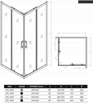 Laveo 90x90 Czarna JKB796K - zdjęcie 2