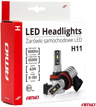 Amio Żarówki Samochodowe Led H11 Śnieżna Biel 6500K - zdjęcie 5