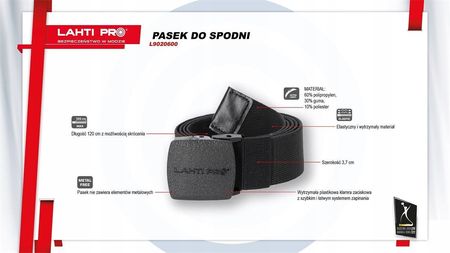 Elastyczny Pasek Do Spodni Czarny Lahti Pro L90206 - zdjęcie 2