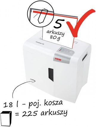 Hsm Niszczarka Shredstar X5 Ścinki 4X30Mm P-4,Cd (1043121) - zdjęcie 6
