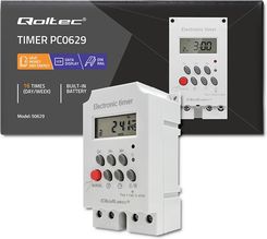 Zdjęcie Elektroniczny programator czasowy PC0629 na szynę DIN Qoltec LCD - Czempiń