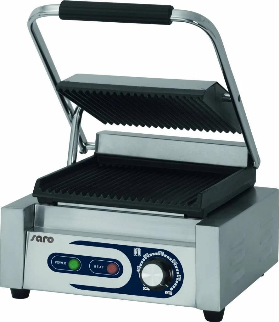 Saro Grill Kontaktowy Pojedyńczy Żeliwny Płyta Ryflowana 220 X 230 Mm