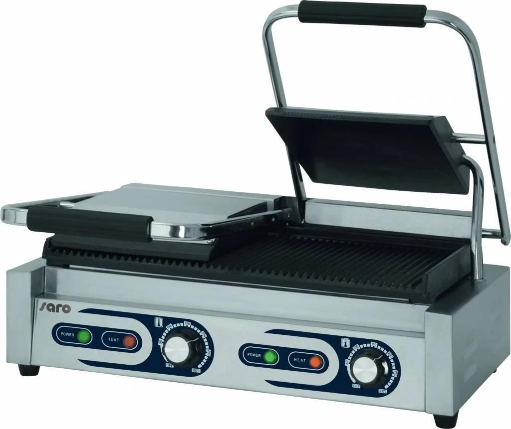 Saro Grill Kontaktowy Podwójny Żeliwny Płyta Ryflowana 440 X 230 Mm